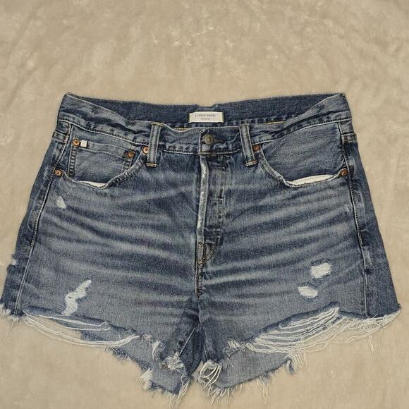 AE77 Women’s Classic Short Selvedge Denim Cutoff Shorts Size 12 FrayedDistressed - Picture 1 of 12